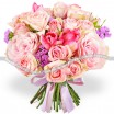Весна пришла! - букет с розовыми тюльпанами и кустовыми розами